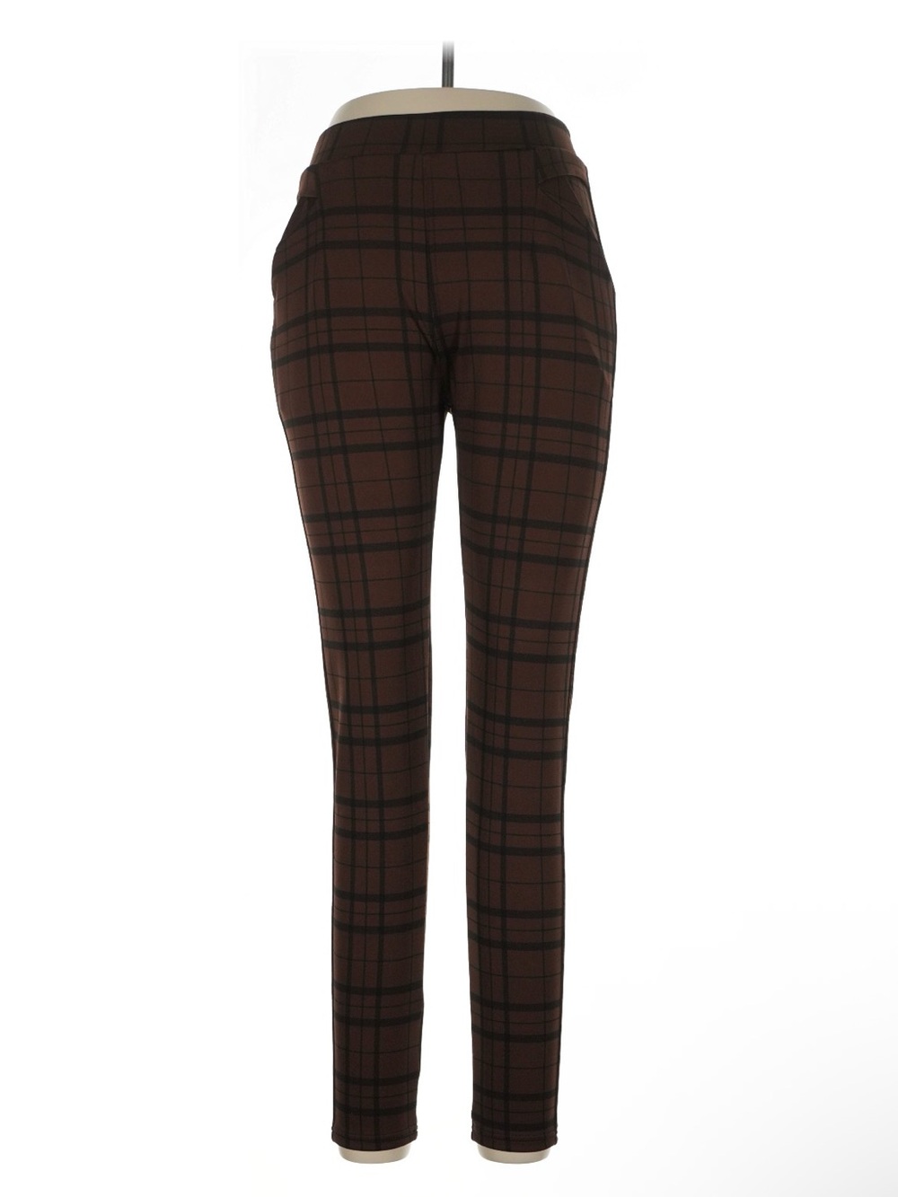 Plaid Brown Slim Women's Pants